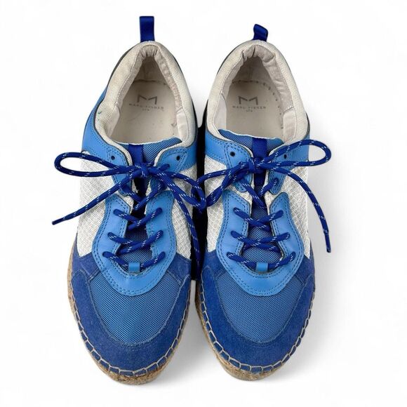 Marc Fisher Janette Espadrille Sneaker Shoes Blue Leather Canvas Women's Size 11 - Picture 2 of 11